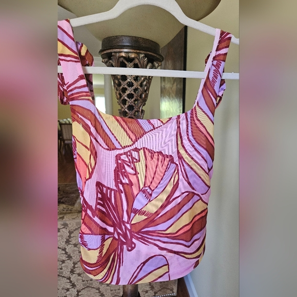 NWOT Free People Avenue mesh tank top pink/multicolor - Picture 12 of 12